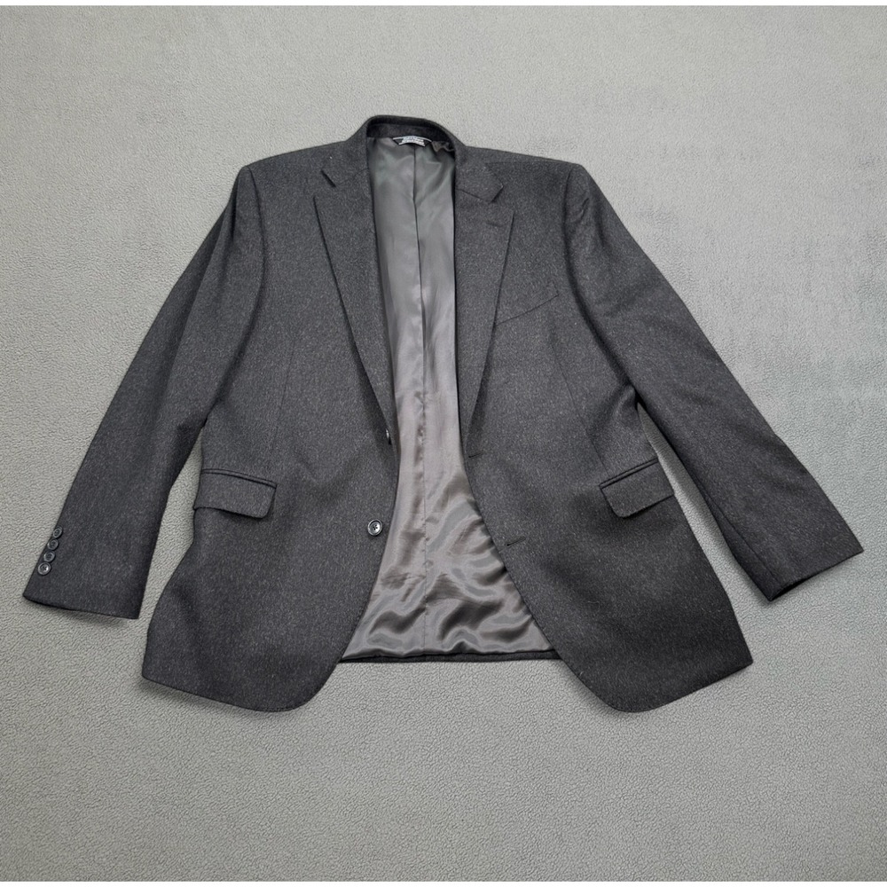 Saks Fifth Avenue Blazer 44R Mens Gray Wool Blend Two Button Sport Coat Business - Picture 2 of 13